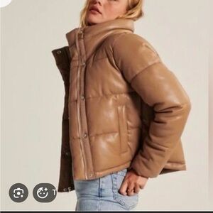 A&F Vegan Leather Puffer Jacket